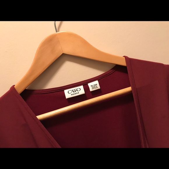 Size 18/20 Burgundy Wrap Dress - Picture 2 of 5